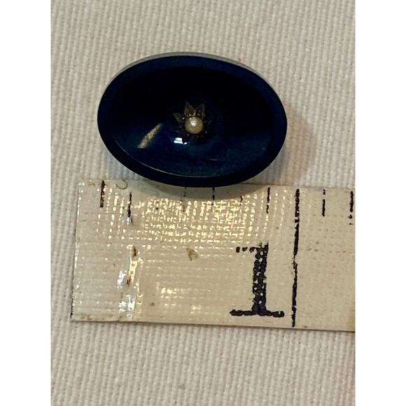 Antique Victorian French Jet Black Glass Mourning Brooch - Picture 8 of 8